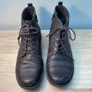 Clarks Women's Brown Leather Lace Up Side Zip Ankle Boots Size 7M